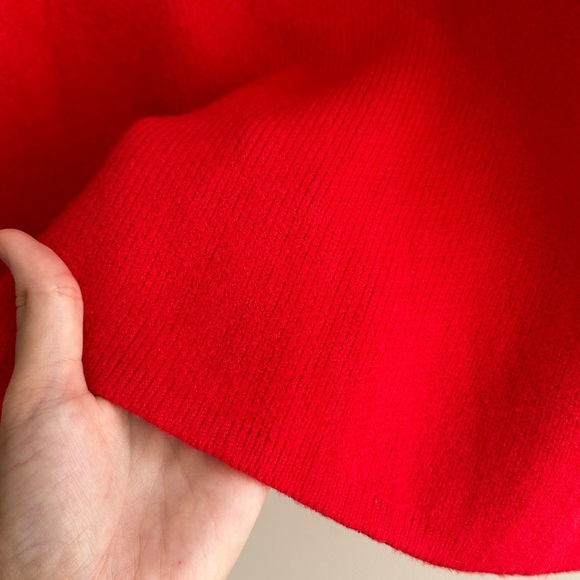 ontwelfth Red Fringey Sweater, Bright Red Knit Crewneck Sweater, Size Medium - Picture 16 of 16